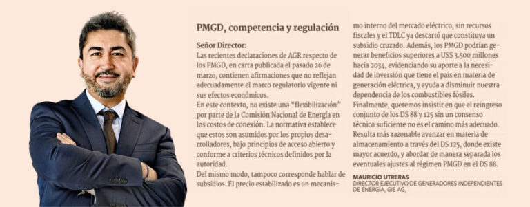 Carta de Opinión: “PMGD, competencia y regulación”